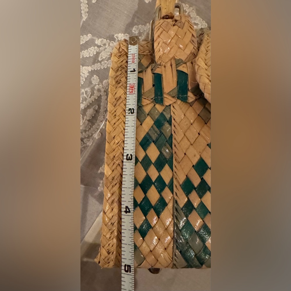❤️ NWT Woven Tan and Green Handbag - Picture 14 of 15